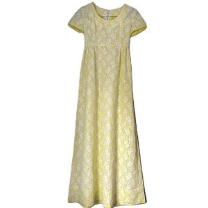 Handmade Vintage Yellow Lace Dress | Small
